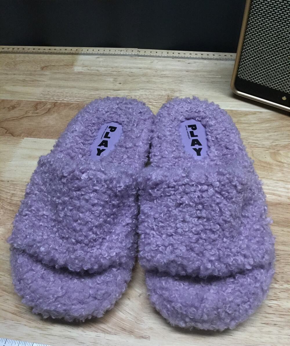 Jeffrey Campbell Play Fluffy Slippers Women's Lavender Faux Shearling Slip On